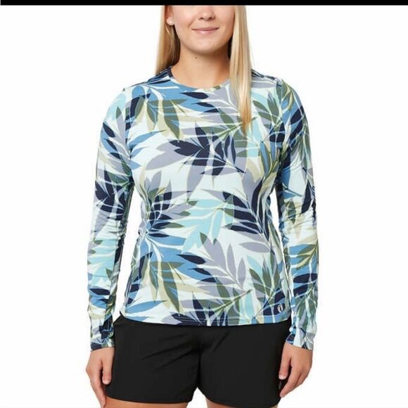 Hang Ten, Long Sleeve‎ Sun Protection Tee/Rash Guard, Zippered Pocket, Size M - Picture 7 of 8